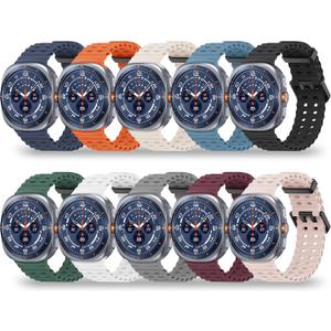 10 Pack Band Compatible with Samsung Galaxy Watch 8 44mm 40mm/Galaxy Watch 8 Classic 46mm/Galaxy Watch Ultra 47mm Band for Men Women, No Gap Soft Silicone Sport Ocean Replacement Strap