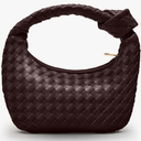 Knotted Woven Leather Handbags Tote with Detachable Bow For Women, Trendy Hobo Dumpling Purse Bag 2024.