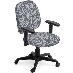 Vintage Vine Office Chair Cover Set 2pcs Stretchable Polyester Computer Chairs Covers Grey Vine and Leaves Washable Slipcover for Universal Desk Rotating Chair Protection (Gray Floral)