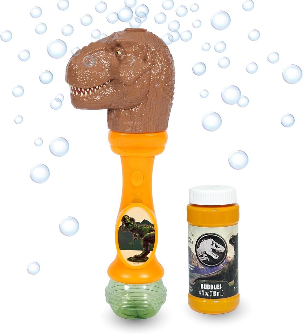 Little Kids Jurassic World Light and Sound Musical Bubble Wand, Includes Bubble Solution