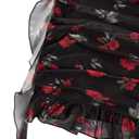 Verdusa Women's Floral Mesh Micro Mini Skirts Ruched High Waist Bodycon Ruffle Skirt (Black, L)