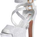 IDIFU Women's IN5 Charcy Crisscross Strappy Platform High Chunky Heels Peep Toe Pump Party Heeled Sandals (8)