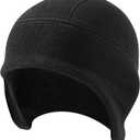 Thermal Helmet Liner Tactical Beanie Hat Ear Flaps Men Winter Warm Fleece Skull Cap Moto/Cycling/Running (Black), Medium