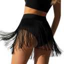 SOFIA'S CHOICE Women Fringe Skirt Unlined Western Cowgirl Party Flowy Tassel Mini Skirts Festival Rave Outfits Black X-Large