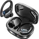 Catitru Wireless Earbuds Bluetooth Headphones 80H Playback Ear Buds Power Display with Noise Canceling Mic with Earhooks for Sports/Workout - Black
