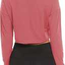 Mippo Long Sleeve Crop Tops Workout Athletic Gym Shirts Cropped Sweatshirts for Women (Pink, XL)