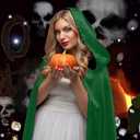 Unisex Vampire Witch Hooded Capes,Women's Halloween Costumes Reversible Cloak,Cosplay Masquerade Party Robes (L/59 inches for Adults, Green + Black)