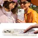 Designed for iPhone 16 Pro Case, Cute Flower Floral Pattern Design, Slim Soft TPU Liquid Silicone Protective Cover for Women Girls - White