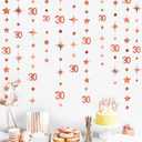 Rose Gold 30th Birthday Decorations Number 30 Circle Dot Twinkle Star Garland Metallic Hanging Streamer Bunting Banner Backdrop for Her Dirty 30 Year Old Birthday Thirty Anniversary Party Supplies