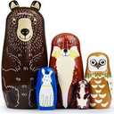 GRPSKCOS Russian Nesting Dolls Animal Bear Matryoshka Dolls Cute Handmade Wooden Toys Set of 5 for Kids（01 Bear）