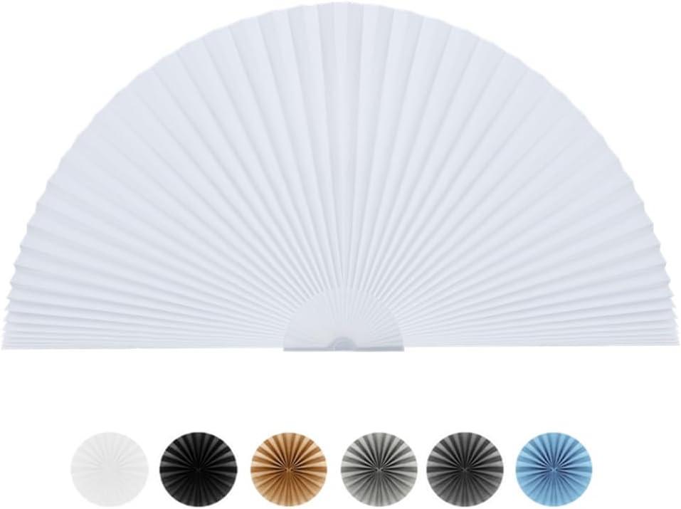 Arch Window Shade Half Circle Arched Non-Woven Stick on Cut to Size self Adhesive Light Filtering Half Moon Round Window Covering Pleated Blinds for Front Door (1, White, 36 x 18 Inches)  