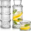 Elsjoy 4 Pack (2 Sets) Bedside Water Carafe and Glass Set, 24 oz Glass Carafe with 6 oz Glass Cup, Nightstand Water Pitcher Glass Mouthwash Decanter for Bathroom