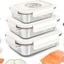 Glass Vacuum Seal Containers for Food Storage 3pcs set [Small + Medium + Large] | Work with Handheld Vacuum Sealer Machine