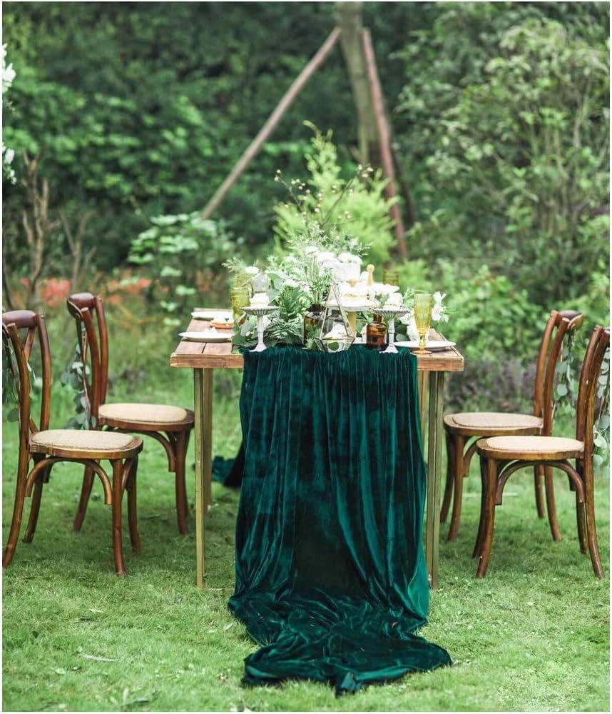 Emerald Green Velvet Table Runner: 20x120 Inches 10ft Long Velvet Fabric - Wedding Party Bridal Shower Xmas Decorations