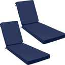 AAAAAcessories Outdoor Chaise Lounge Cushions, Waterproof Patio Furniture Replacement Cushions, Fade-Resistant, 74" x 23" x 3", Set of 2, Navy Blue