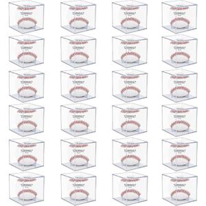 24 Pack Baseball Display Case, UV Protected Acrylic Boxes for Display,Clear Display Case Baseball Cube Memorabilia Showcase Autograph Ball Protector