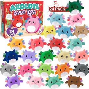 Party Favors for Kids - 24 Pack Mini Axolotl Plush Toys Keychains for Goodie Bags Stuffers for Kids,Treasure Box Toys for Classroom Rewards,Birthday Party Favors