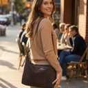 Medium Suede Hobo Bags for Women 10.6 Inch, Matte Faux Leather Shoulder Bag with Adjustable Strap, Slouchy Crossbody Purse
