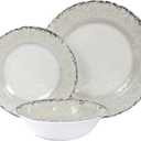 Melamine Dinnerware Set for 4, 12-Piece Rusty Gray BPA-Free, Dishwasher-Safe Plates & Bowls for Indoor Outdoor Dining, Portable and Reusable