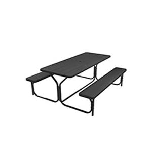 DWVO 6FT Picnic Table, Heavy Duty Outdoor Picnic Table and Bench w/Umbrella Hole, Resin Tabletop & Stable Steel Frame Ideal for Yard Patio Lawn Party, Light Brown