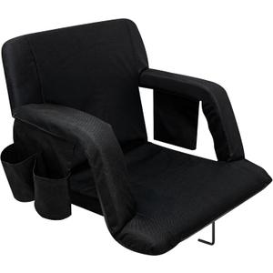 Hmlinktt Stadium Seats with Back Support, Bleacher Chairs with Back and Cushion, Wide Bleacher Seats with Thick Padded Cushion, Armrests, Side Pockets, Shoulder Straps for Sports Events (24")