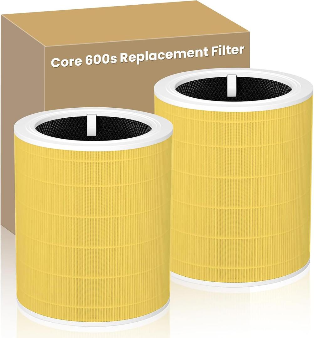 2 Pack Core 600s Pet Replacement Filter for Levoit Core 600S-P Air Purifier | 3-in-1 True HEPA Activated Carbon High-Efficiency Filter for PET Home Large Room, Core 600S-RF