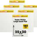 Post-it Super Sticky Easel Pad, 25 x 30 Inches, 30 Sheets/Pad, 6 Pads, Large White Premium Self Stick Flip Chart Paper, Super Sticking Power (559VAD6PK)