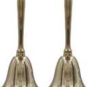 Super Loud Polished Brass Hand Call Bell for Weddings, Christmas & School - Polished Brass Hand Bell by The Metal Magician (Pack of 2)