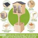 Wonderjune Little Library Box Outdoor with Floor Plugs & Flower Fence, Durable Weatherproof Solid Wood Free Library Book for Neighborhoods, Community and School
