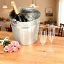 14 Pcs Large Galvanized Metal Buckets 10 Inch Silver Round Pail with Handle Heavy Duty Stainless Steel Pails for Crafts Wedding Party Utensils Table Centerpieces