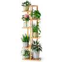 Solatmos Bamboo Plant Stand With Grow Lights Indoor Plants Outdoor Corner Plant Shelf Flower Stands for Living Room Patio Garden Corner Balcony (Wood, 8 Tier)