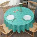 AooHome Fabric Tablecloth, Spill-Proof Water Repellent Table Cover Geometric Design for BBQs, Machine Washable, Heavy Weight, 70 Inch Round, Green