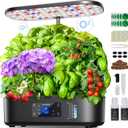 Ahopegarden Hydroponics Growing System Kit Indoor Herb Garden with Grow Light 12 Pods, with LCD Touch Panel Hydroponic Planter, Planting Height Up to 17", Grower Harvest Fresh Veggie Lettuce, Black