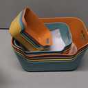 12 Pack Plastic Storage Bins and Baskets, 3 Sizes Classroom Organizer Bins with Built-in Handle, Household Colorful Pantry Shelf Organization Container for Office Bedroom Countertop,10.7x7x4.7