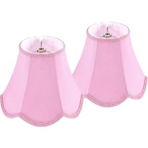 GO&SO 8 Inch Mini Pink Lamp Shades Set of 2 Small,Scalloped Lamp Shade for Table Lamps/Wall Lamp 48 6.4 IN Spider Lampshade Replacement Boho Natural Faux Silk Shade for Bedside lamps