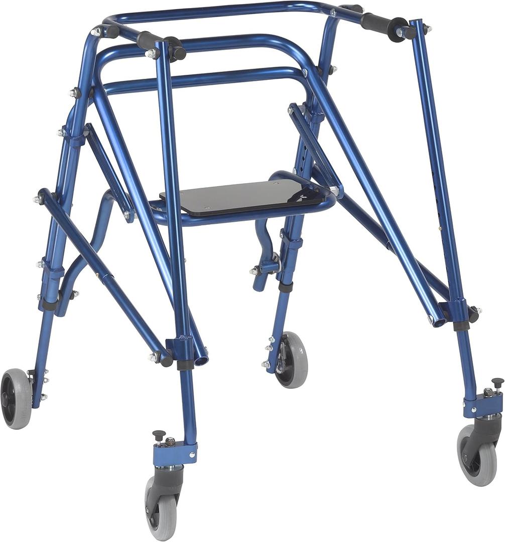 Drive Medical Nimbo 2G Mobility Aid Lightweight Posterior Walker with Seat, Large, Knight Blue