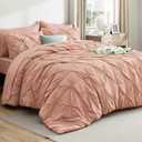 Bedsure King Size Comforter Set Dusty Pink - Bed in a Bag Bedding Set 7 Pieces, GentleSoft Pintuck Bed Set Gift for Family, Pinch Pleat Dusty Pink Comforter with Sheets, Pillowcases & Shams