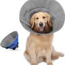 PETTOM Soft Dog Cone Collar, Adjustable Dog Recovery Cone Collar, Reflective Bands Breathable Elizabethan Collar for Large Dogs Anti-Bite Anti-Lick Protective Wound (L)