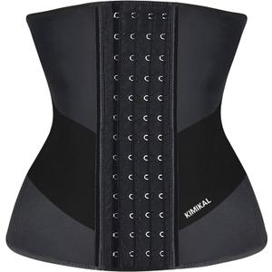 KIMIKAL Women Waist Trainer Corset Belt: Under Clothes Sport Tummy Control Long Torso Shapewear (Large, Black)