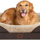 EHEYCIGA Orthopedic XL Dog Bed for Large Sized Dog, 48x35x7.5 Inch Extra Large Memory Foam Dog Couch Bed with Sides, Waterproof Liner & Washable Removable Cover, Bolster Pet Sofa, Brown