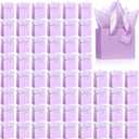 Qilery 50 Pcs St Patricks Paper Gift Bags Bulk with Tissue Paper Small Gift Bags with Handle and Tags for Birthday Wedding Mothers' Day Party Business(Light Purple,4.7 x 2.4 x 3.9'')