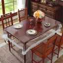 Clear Table Cover Protector Rectangle Waterproof Vinyl PVC Tablecloth with Lace Trim, Wipeable Plastic Table Cloth for Party Dining Tables, Kitchen Home (Fengweibian, 52 x 70 Inch)