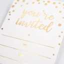 50 Pack Invitation Card - Elegant Greeting Cards You are Invited in Gold Foil Letters for Wedding, Bridal Shower, Baby Shower, Birthday Invitations - 52 Kraft Envelopes Included - 4" x 6"