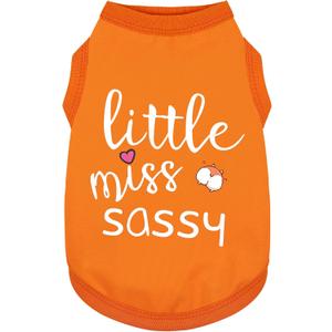 Paiaite Dog Clothes Fashionable Sleeveless Pet Vest: 'Little Miss Sassy' Printed Cotton Dog Shirt, Ideal for Small, Medium, and Large Breeds, Ensuring Comfort and Breathability, Orange, Size: M