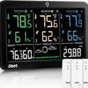 OBET Weather Station Wireless Indoor Outdoor Thermometer Wireless, Color Display Digital Temperature and Humidity Monitor with 2 Sensors, Alerts, Adjustable Backlight, USB Port (500 Feet)