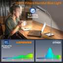 LEPOWER Desk Lamp, 800LM LED for Home Office, 12W Reading for Desk, Eye-Caring Light, Touch Table Gooseneck Lamp, 50 Lighting Modes, Bright for Bedroom, Study (Grey)