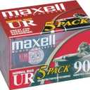 Maxell UR 90 Normal Bias Blank Audio Recording Cassette Tape, Low Noise, 90 Minute Recording Time, 5 Pack