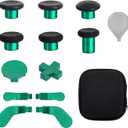 13 in 1 Metal Thumbsticks for Xbox One Elite Series 2 Controller, Elite Series 2 Core Controller Accessories Replacement Parts, Metal Mod 6 Swap Joysticks, 4 Paddles, 2 D-Pads, 1 Tool(Green)