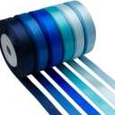 Mlurcu Blue Satin Ribbon 3/8 Inch 60Yds Navy Blue Royal Blue Light Blue Ribbon Assorted Solid Color Thin Double Faced Satin Ribbon for Flower Bouquet Wedding Invitation Crafts Gift Wrapping Hair Bows
