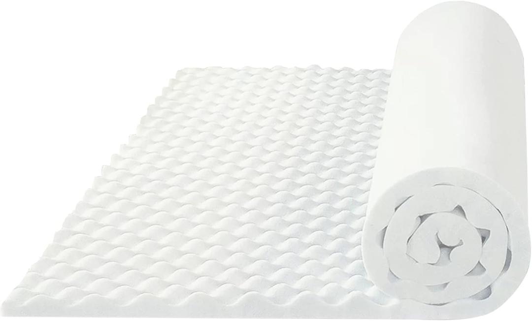 Zayton 1-inch Convoluted Foam Mattress Topper with Egg Shell Design | Breathable, Soft, and Comfortable Bed Toppers for Back Pain, Orthopedic Support for Better Sleep, Twin, White